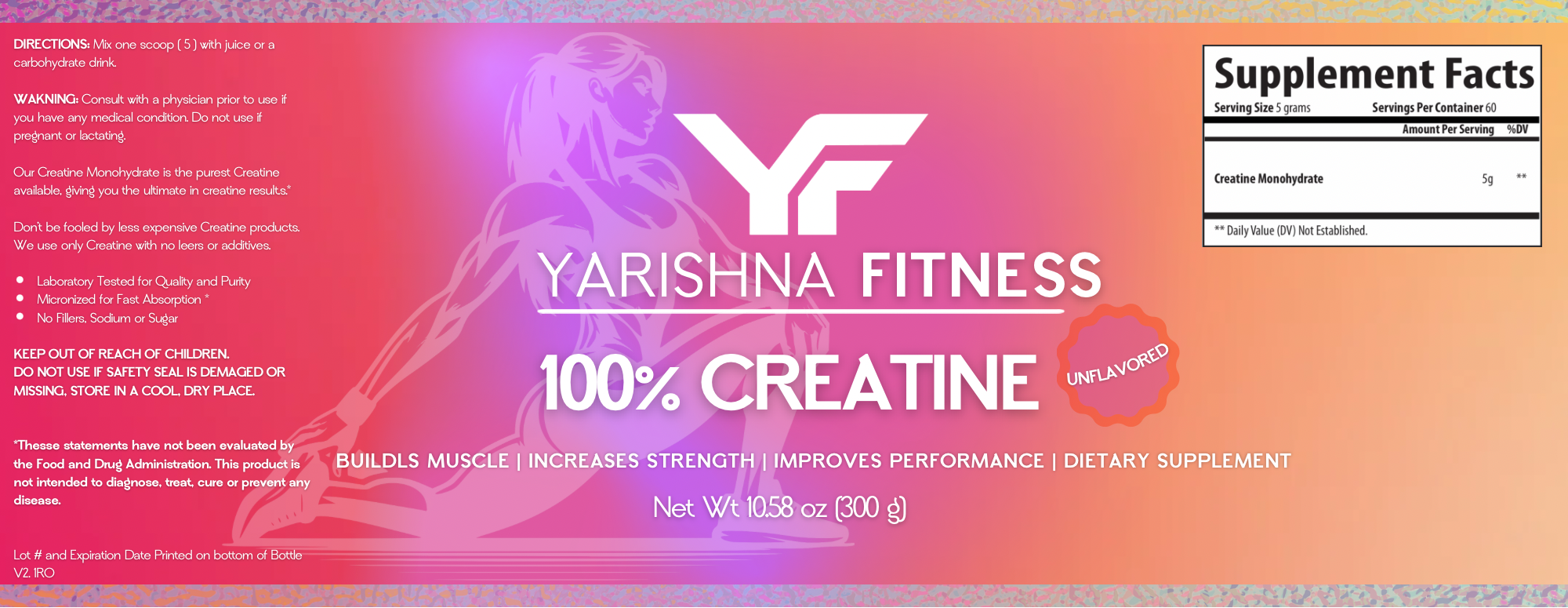 100% Creatine pure creatine product detail by Yarishna Fitness