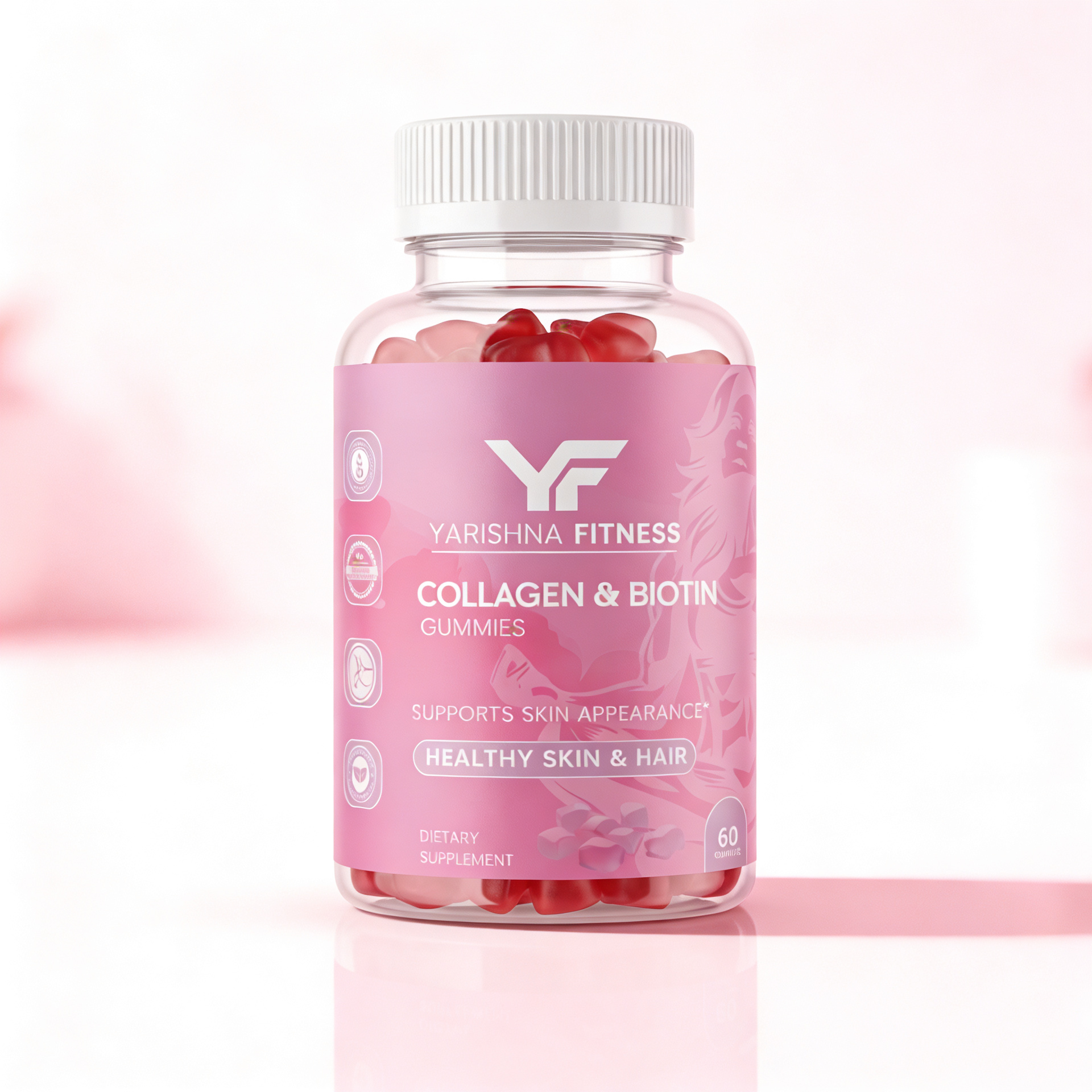 Yarishna Fitness Collagen and Biotin Gummies jar close-up product photo