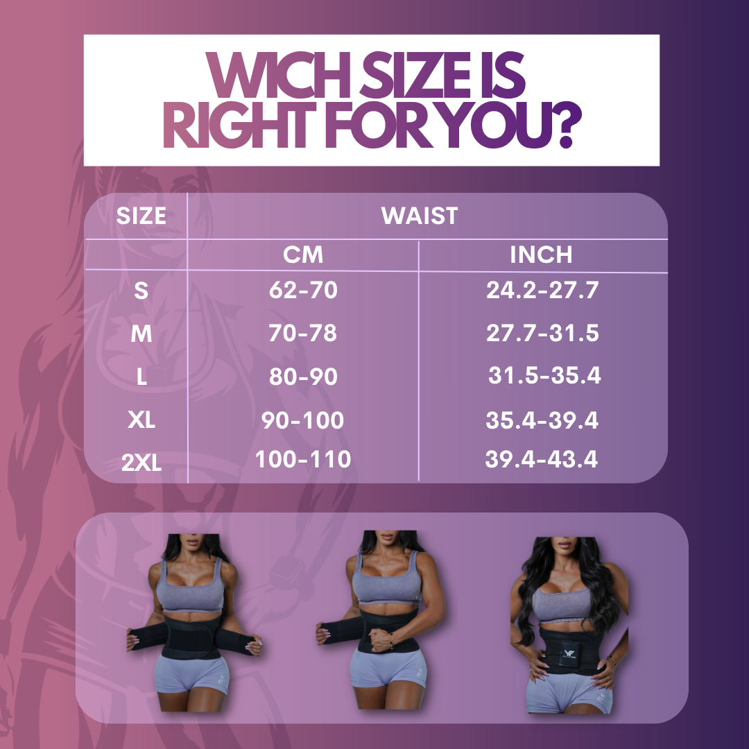Yarishna Fitness waist trainer size guide chart for women sizes S to XL