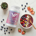 Royal Protein whey protein powder overhead flat lay product photography by Yarishna Fitness