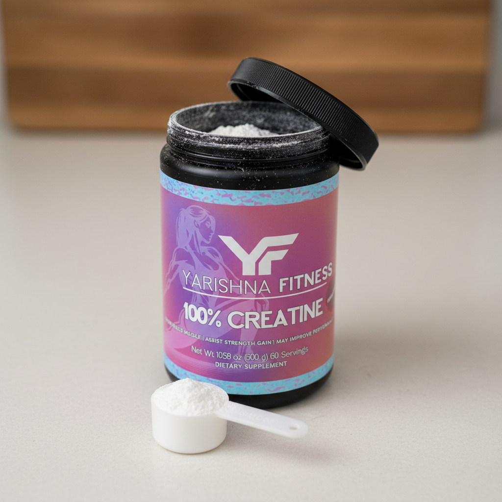 100% Creatine pure creatine jar professional product photography by Yarishna Fitness