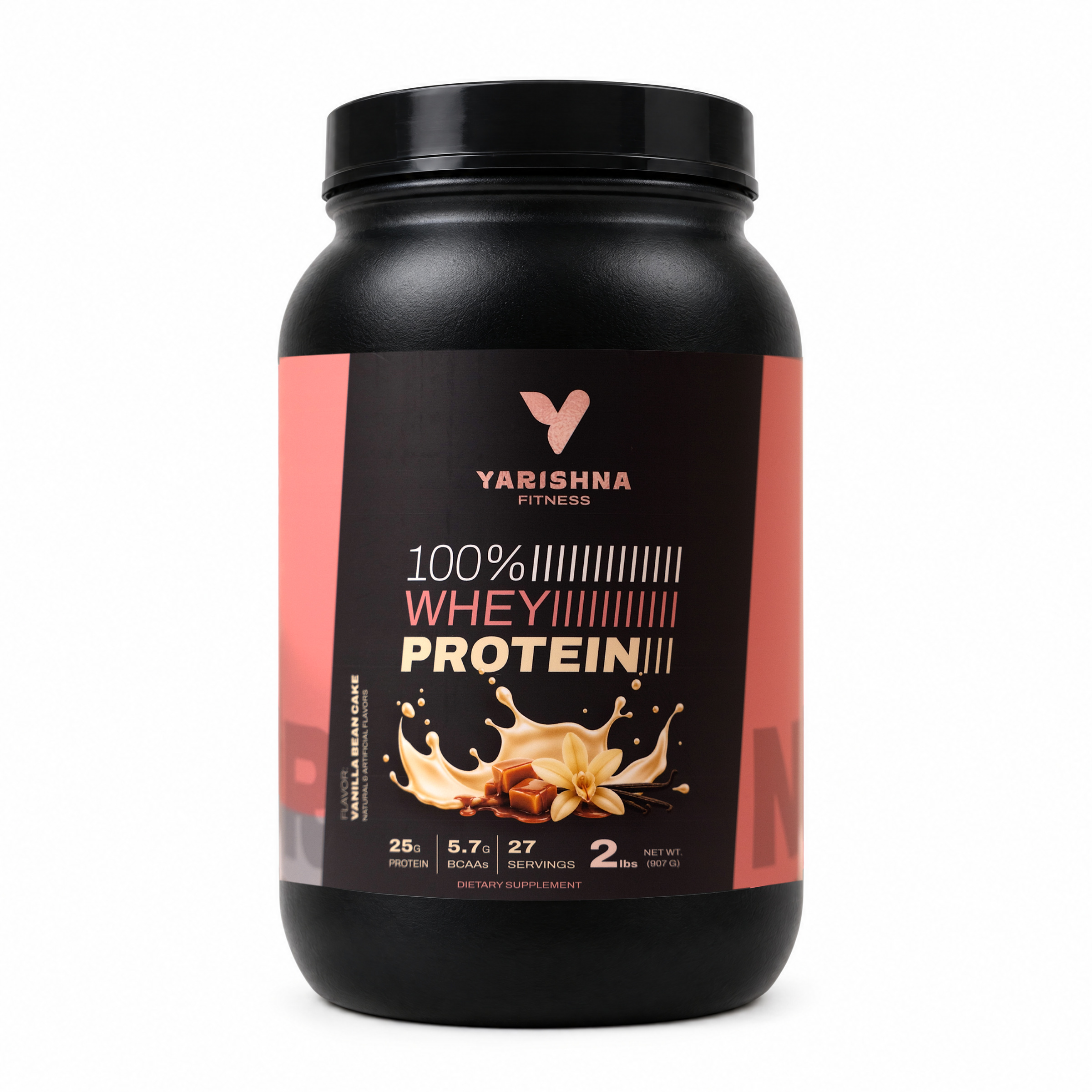 Yarishna Fitness 100% Whey Protein, Vanilla Bean Cake, 2 lb tub — 25 g of protein per serving