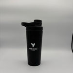 Yarishna Fitness stainless steel shaker 25oz, matte black, logo front
